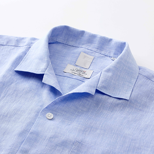 オンラインストア by HITOYOSHI CO., LTD.｜青い麻のオープンカラーシャツ 半袖